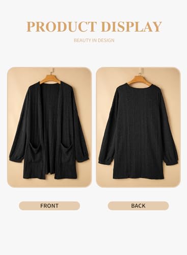 Eytino Womens Plus Size Cardigan Long Sleeve Open Front Casual Knit Sweaters with Pockets Loose Outwear(1X-5X)4