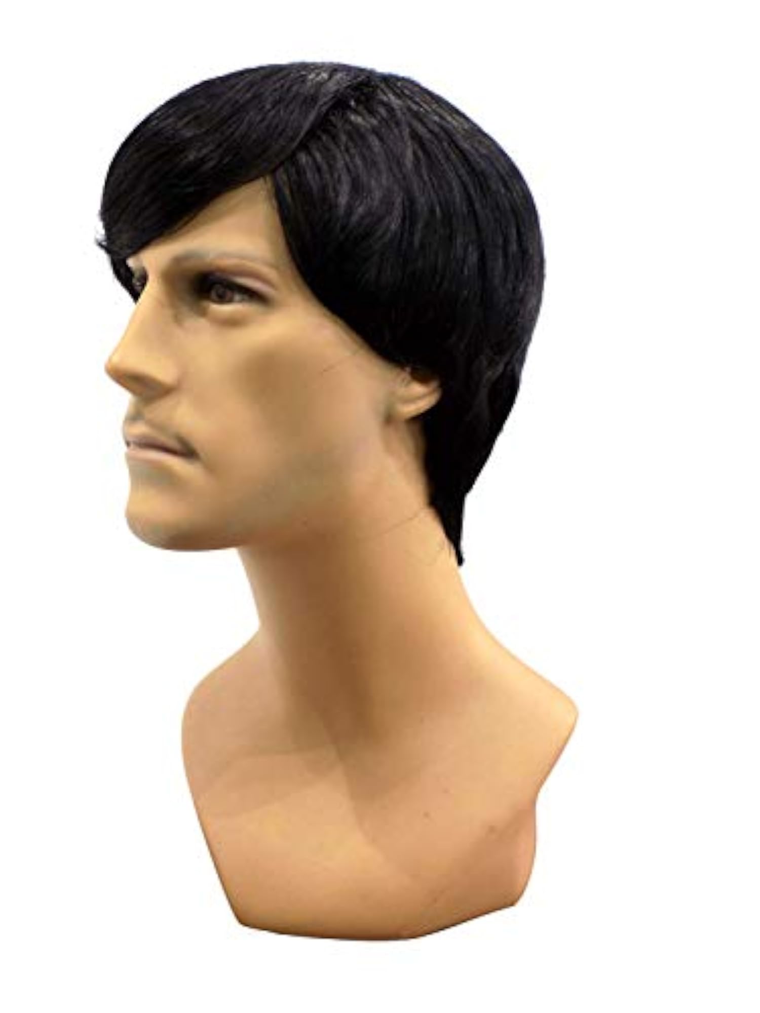 Men's Full Head Synthetic Wig, Natural Black