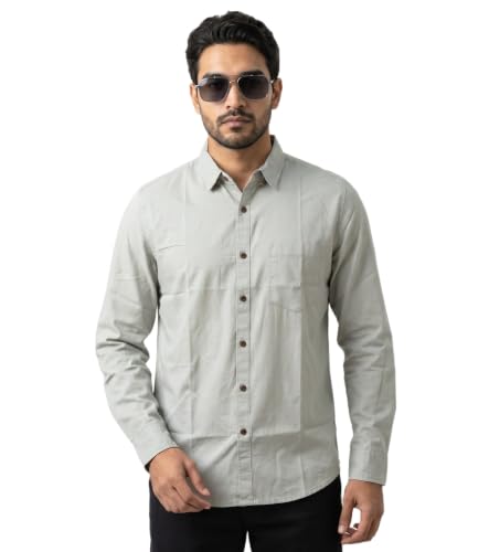 Image of Amazon Brand - INKAST Men Solid Cotton Shirt | Casual Wear | Basic Essential Plain Everyday & Office Wear | Full Sleeve | Regular Fit