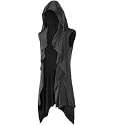 ZNZHKR Men's Hooded Cardigan Ruffle Shawl Collar Open Front Lightweight Knit Drape Robe