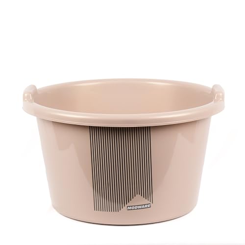 Image of Modware 6 Piece Bathroom Set, Tub, Bucket, Mug, Soap Case, Stool, Pedal Dustbin (Brown)