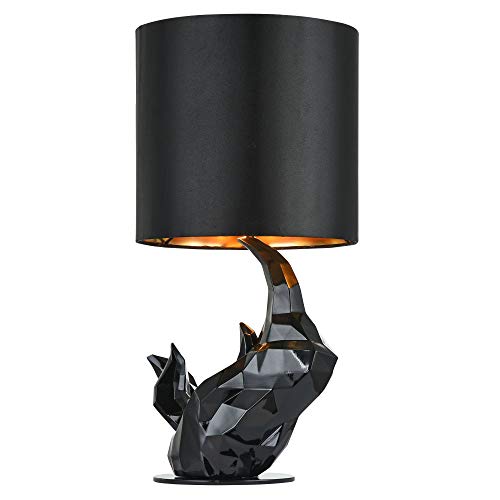 Lampe à poser, lampe de table, lampe de chevet, style Moderne, Art Deco, Armature en polyresine couleur noir, Abat-jour en tissu couleur noir, ampoule non incluse,40 W E14 220V -240V