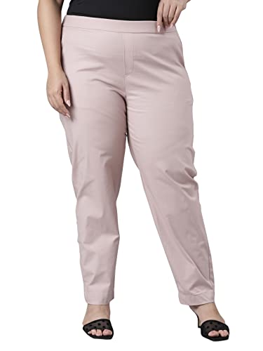 Image of GO COLORS Solid Tapered Fit Chino Pants for Women |Mid Rise, Side Pocket