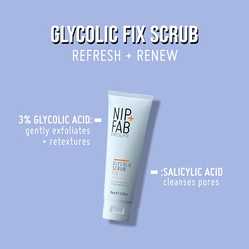 Nip + Fab Glycolic Acid Fix Face Scrub With Salicylic Acid, Aha/Bha Exfoliating Facial Cleanser Polish For Refining Pores Skin Brightening, 75 Ml 2.5 Fl Oz #TOP1