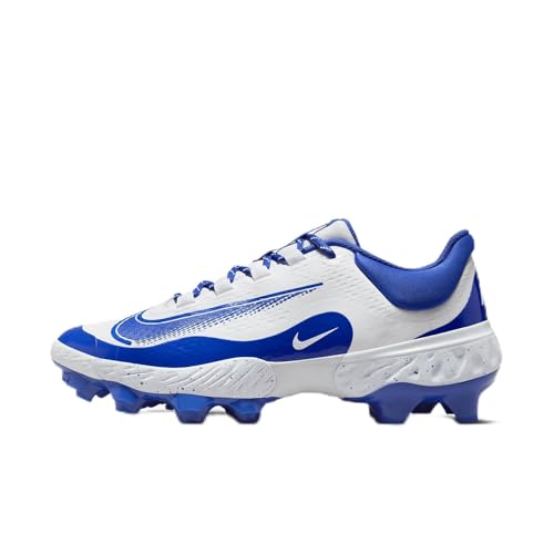 Nike Alpha Huarache Elite 4 Low Chaussures de baseball pour homme, Blanc/bleu roi, 45 EU
