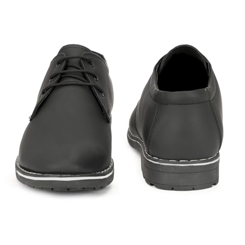 Image of Leatherful Formal Lace-up Derby Shoes for Men | Full Grain Leather | TPR Sole & Nappa Lining | Office, Party, All Occassion | Genuine Leather | Smart Casual - YKDB020BL1S-06