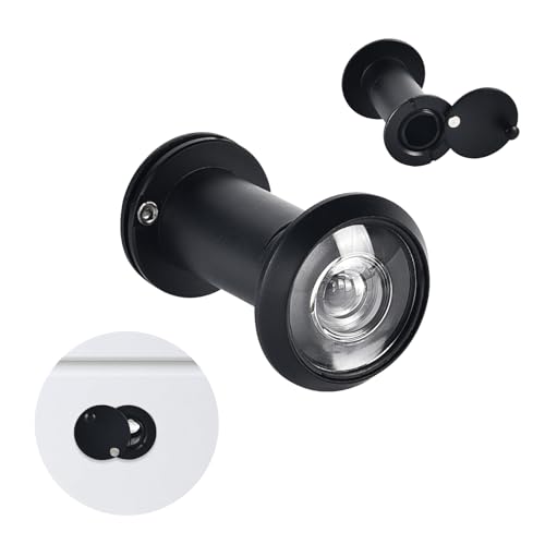 Door Viewer, Solid Brass 220 Degree Peephole, Wide Angle Door Spy Hole, Security Spy Hole for Front Door, Peep Holes for 35-60mm Thick Doors Peephole, Peep Hole, Door Spyhole for Safety,Black