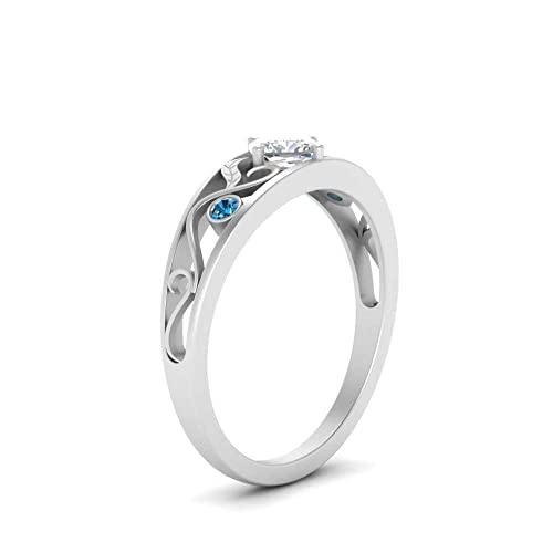 Image of Choose Your Gemstone Nature Inspired Compass Point Ring 925 Sterling Silver Cushion Shape Side Stone Engagement Rings Lightweight Office Wear Everyday Gift Jewelry US Size 4 to 12
