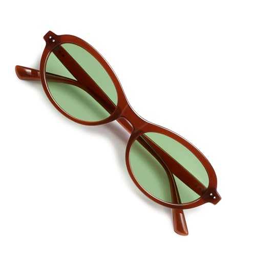 Image of VANLINKER Trendy Oval Polarized Sunglasses for Women Men Small 90s Style Retro Cat Eye Frame Narrow Sleek Design VL9847