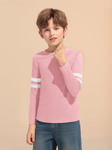 Image of Haloumoning Boys Long Sleeve Shirts Kids Crewneck T Shirts Casual Striped Tops Tees 5-14 Years