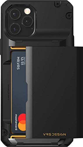 【VRS】 iPhone12Pro / iPhone12 対応 ケース カード 収納 3枚 耐衝撃 携帯ケース 衝撃 吸収 ハード カバー 背面 スライド 式 カードケース 付き タフ スマホケース [ iPhone12 Pro/iPhone 12 / アイフォン12プロ / アイフォン12 対応 ] Damda Glide Pro ブラックロゴ