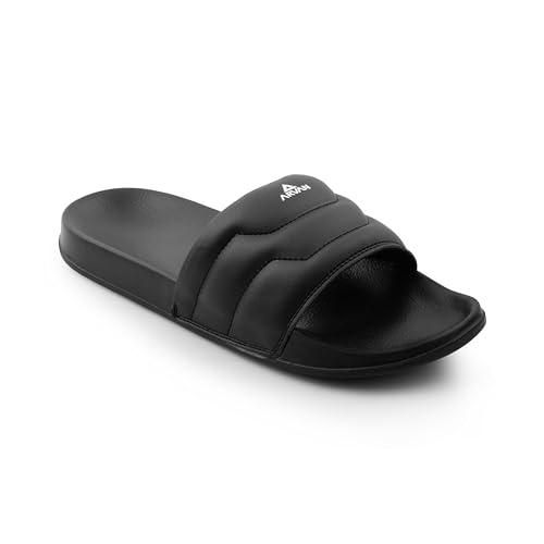 Image of ARVAN Mens Padded Strap EVA Sliders | Lightweight Slip-On Slippers with Cushioned Sole | Casual Open-Toe Slides