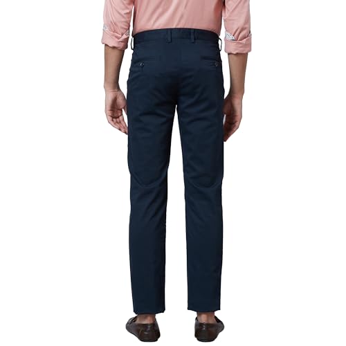 Image of Park Avenue Men's Regular Fit Mid Rise Neo Fit Cotton Blend Solid Pattern Flat Front Casual Chinos