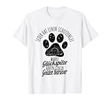 Jeder hat einen Schutzengel wahre Glückspilze haben einen Golden Retriever. Ideale Geschenkidee für Hundefreunde, die einen Golden Retriever besitzen und den Strand lieben. Eine schöne handgemalte Hundepfote mit einen Sonnenuntergang am Strand.
