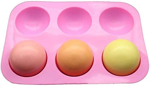 Chocolate Silicone Mold 6-Cavity Semi Sphere Half Sphere Silicone Baking Molds for Christmas and Wedding Cake Decor Making Chocolate, Cake, Jelly, Dome Mousse (Pink, Medium, 1 Pc)