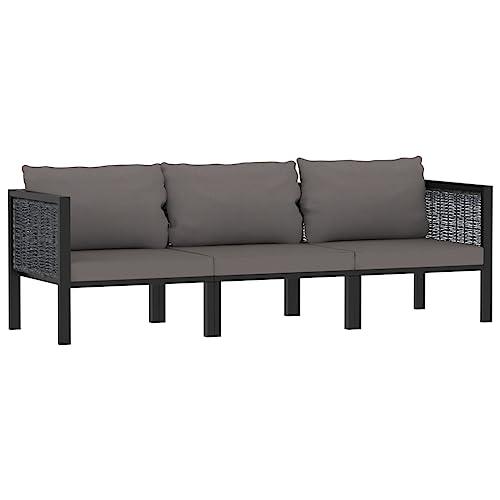 Patio Furniture Canapé 3 places avec coussin Anthracite Polyrotin