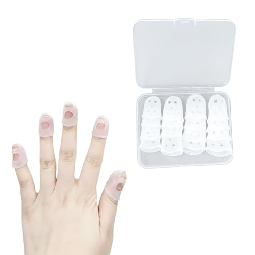 Anti Skin Picking Finger Covers for Nail Protection, Adult Reusable Silicone Finger Tip Cots with Breathable Holes, Hair Pulling Awareness, Cuticle Guard, 4 Sizes, 16 Pack