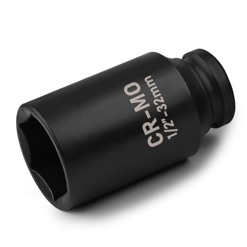 EGOFIX 1/2 Drive Deep Impact Socket 32mm Metric Socket CR-MO 6 Point for Easy Removal of Axle Nut