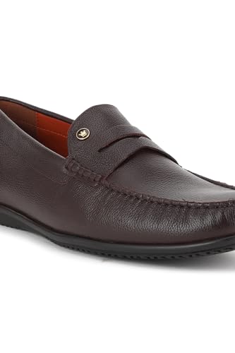 Image of Louis Philippe Men Premium Leather Breathable Lining Material Anti Slip Flat Heel Rubber Sole Formal Loafers