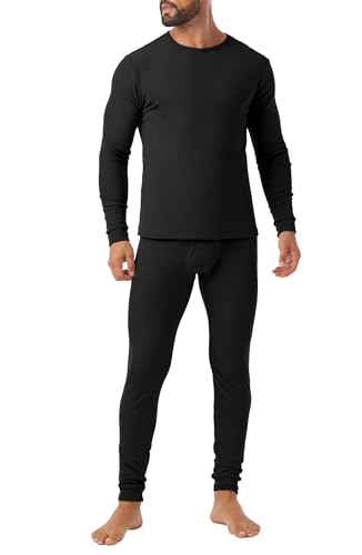 Askdeer Long Johns Thermal Underwear for Men Fleece Lined Heavyweight Thermal Base Layer Sets Black