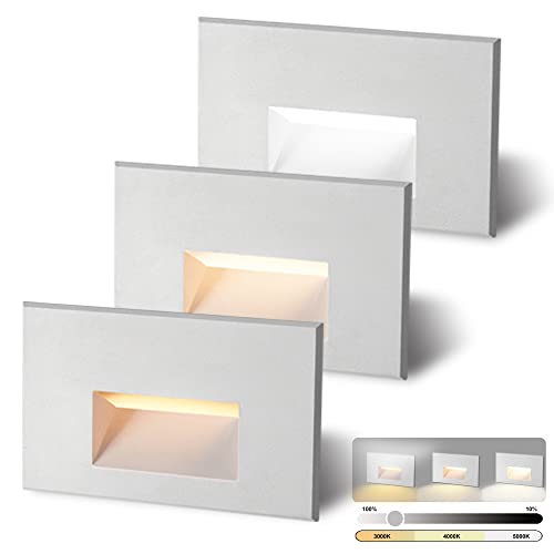 Axotexe Led Step Lights Outdoor Indoor Dimmable Stair Light, 3000K/4000K/5000K 3 Color Changing, 120V 4W Ip66 Waterproof Outdoor Lights For Steps, White, 3-Pack #TOP30