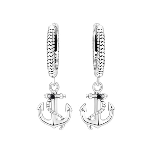 Boucles d'oreilles ancre de bateau marine argent sterling bijoux femme
