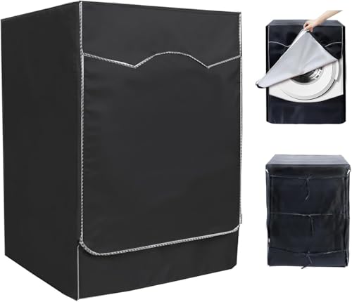 aleawol Washing Machine Cover 60 x 60 x 85cm, Four-Sided Full Wrap Washing Machine Cover Front Loader with Double Zipper Waterproof Washer and Dryer Covers for Most Front Loading Washers and Dryers