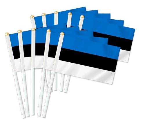 25 Stück Estland Handheld Flagge,Estländer Dekor Hand gehalten Hold Fahne, Dekoration Banner hand Estonia