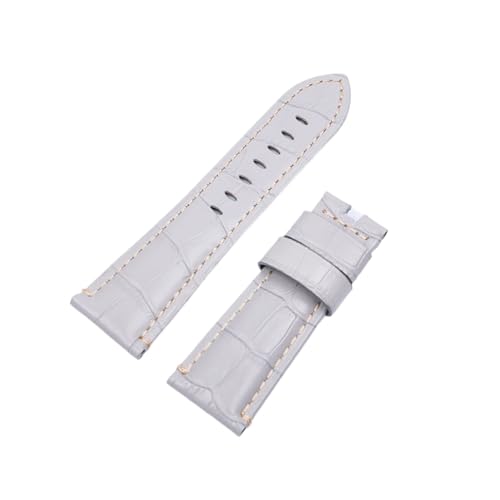 Run Ken パネライ ストラップ PAM441 ブレスレット バタフライ バックル 24 Mm 26 Mm 用クロコダイル パターン本物の時計バンド(Grey Beige Line,26MM PAM MARK_BLK FOLDING BUCKLE)