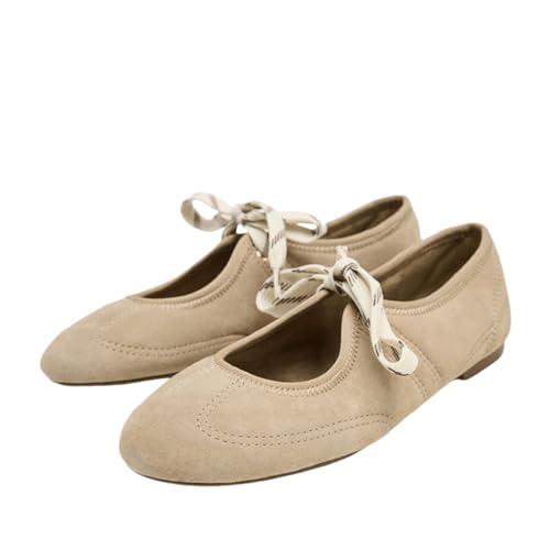 Lace Up Ballet Flats for Women Mary Jane Ballet Flats