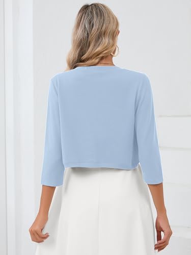 Image of Heymoments Women's 3 /4 Sleeve Casual Shrugs Lightweight Open Front Cropped Cardigan for Dresses