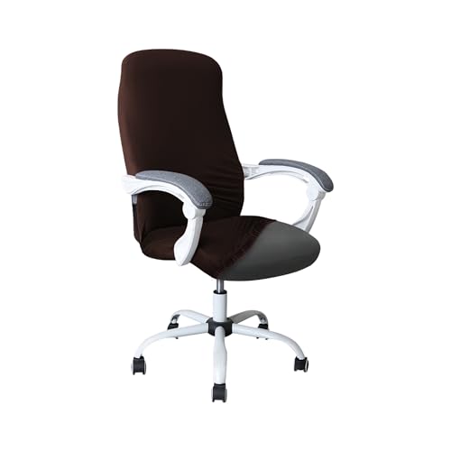 Image of HOKIPO 'SereneSolids' 140 GSM Office Chair Cover for Desk Chair (Mid-Back) - Stretchable Fabric, Washable, Durable & Anti-Slip - Fits Mid-Back Office Chairs, Coffee (AR-5221-CFE-M)