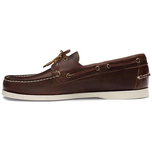 Image of Sebago Portland Waxed Boat Shoes - Handsewn Waxed Leather Moccasins with Leather Sock Lining and Non-Marking, Slip-Resistant Rubber Outsoles, Brown - 8 Regular