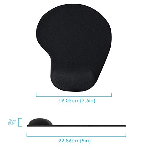 Image of Mouse Pad with Gel Wrist Rest Support, Ergonomic Mouse Cushion with Non Slip Rubber Base Mouse Pad for Laptop, Computer, Gaming, Office (Black, Oval)