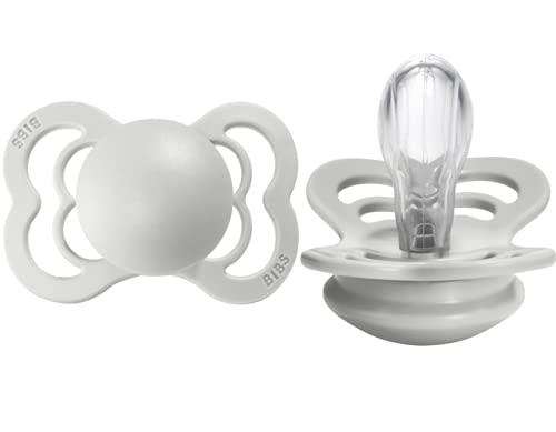 BIBS Supreme Baby Pacifiers | BPA-Free Silicone Pacifier | Made in Denmark | Set of 2 Soothers (Haze, 0-6 Months)