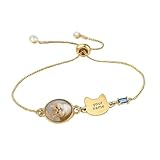 Pulsera con foto conmemorativa para mascotas, pulsera personalizable con dije de hueso con nombre, joyería ajustable con piedra natal, regalo conmemorativo por la pérdida de perro y gato, joyería