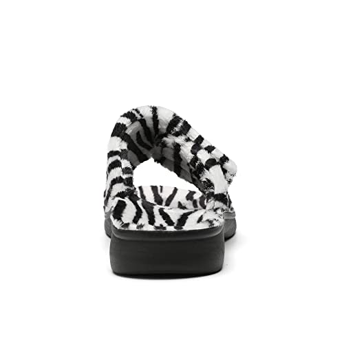 Image of SOLLBEAM Women's Plantar Fasciitis Fuzzy House Orthopedic Adjustable Slippers With Arch Support Orthotic Heel Cup Sandals For Ladies