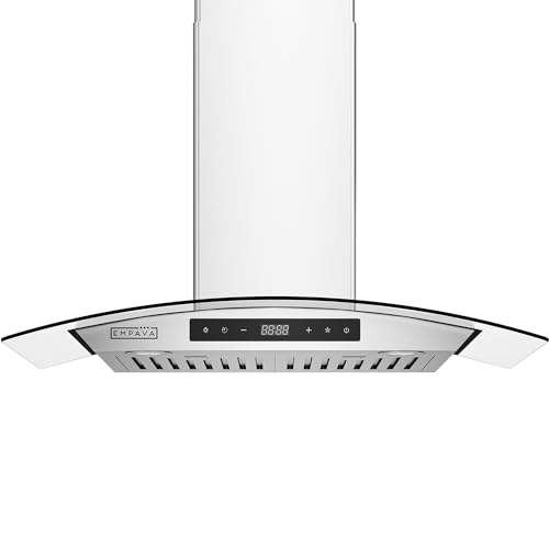 Empava 30RH06 30 Inch Wall Mount Range Hood Ducted/Ductless (Charcoal-Filter Sold Separately), Kitchen Exhaust Stove Vent With Modern Style, Tempered Glass cover