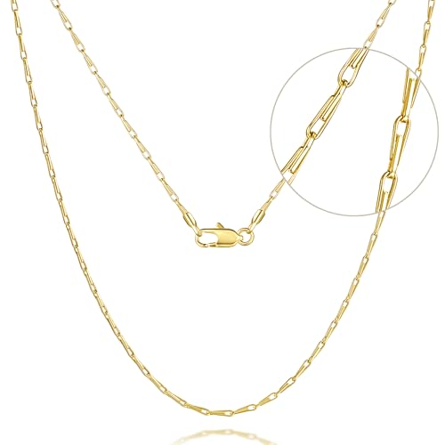 Dainty 14K Gold Necklace for Women Trendy Simple Necklaces for Womens Sunflower Seed-Shaped Link Thin 14K Gold Chain for Women Mens Golden Necklace Stack Golden Jewelry for Womens 16-24IN 1.3MM
