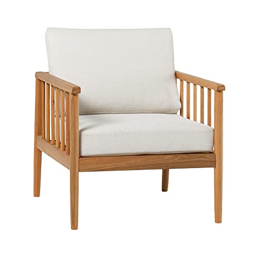 GOWE Contemporary Cushioned Eucalyptus Wood Patio Accent Chair ¨C Natural