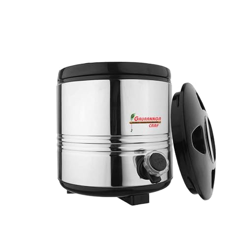 Image of Stainless Steel Water Camper Travel Office Water Dispenser Storage Containers with Leak-Proof Tap Hot and Cold /Can with Insulated Thermosteel 3Liters (Silver Black)