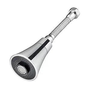 OLWICK E 12 ABS 360 Degree Rotation Health Faucet, Double Mode Water Saving Faucet Extender, Silver, Chrome Finish, Pack of 1 (Long)