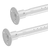 Schrankstange, 43,2 bis 203,3 cm, verstellbare Schrankstangen zum Aufhängen von Kleidung, robuste Kleiderstange, weiße Schrankstangen für Kleiderschränke, Badezimmer, Fenster, 2 Stück