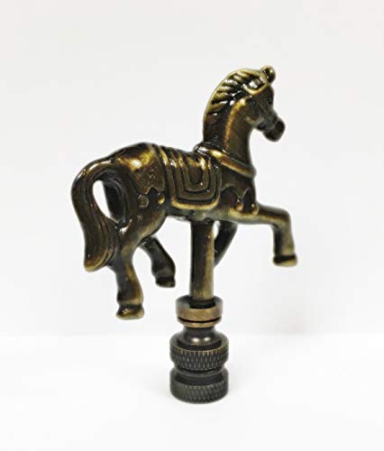 Image of Lamp Finial-Carousel Horse-Aged Brass Finish, Highly Detailed Metal Casting