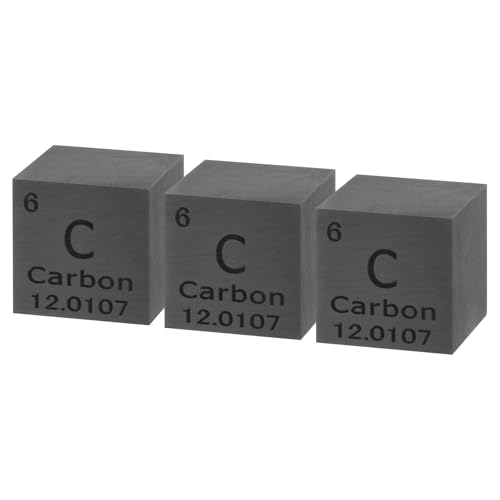 Image of uxcell 3 Pcs Carbon, 1 Inch High Density Metal Element Metal Density for Chemical Elements Collection Science Education Experiment Application, Grey