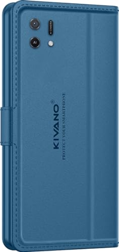 Image of KIVANO LUXE Compatible for Oppo A16e / Oppo A16K Luxury Handmade Leather Magnetic Flip Folio Case | Card Holder & Kickstand | Slim Protective Cover | Unisex - Blue