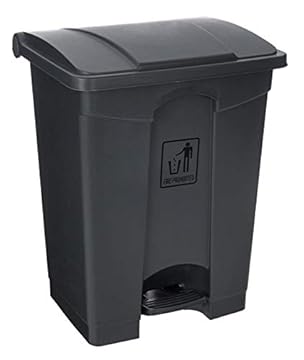 Curvaso HQ PREMIUM GREY PEDAL BIN STEP ON WASTE DISPOSAL COMMERCIAL MEDICAL KITCHEN PLASTIC PROFESSIONAL RECYCLE RECYCLING FOOD CLINICAL MULTI PURPOSE INDOOR OUTDOOR (45L GREY)