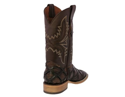 Texas Legacy Mens Brown Western Boots Pirarucu Fish Print Leather Square Toe3