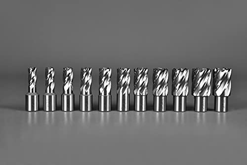 Annular Cutter Set 13 Pcs Jestuous 3/4 Inch Weldon Shank 1 Cutting Depth And Cutting Diameter From 7/16 To 1-1/16 For Drill Press Hss Standard Kit Two Flat With 2 Pilot Pins #TOP3