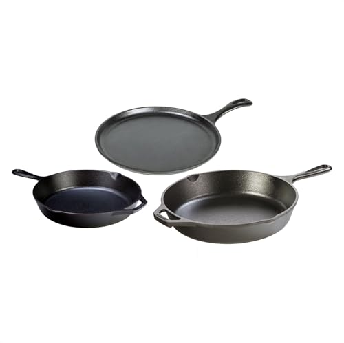 Image of Lodge Pre-Seasoned Cast Iron Set - 3-Piece Skillet & Griddle Cookware